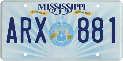 MS license plate ARX881