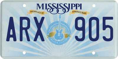 MS license plate ARX905