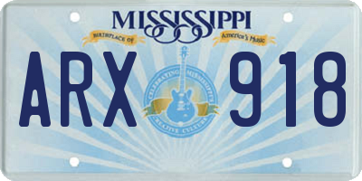 MS license plate ARX918