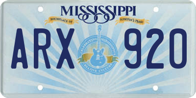 MS license plate ARX920