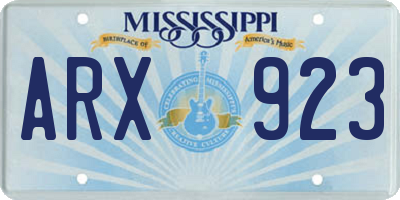 MS license plate ARX923