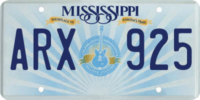 MS license plate ARX925
