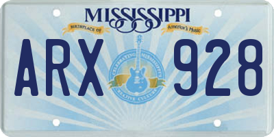 MS license plate ARX928