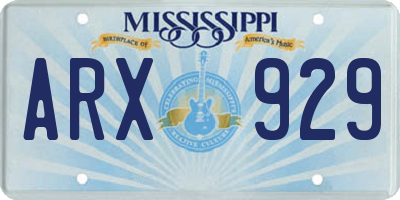 MS license plate ARX929