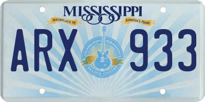 MS license plate ARX933