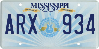 MS license plate ARX934