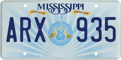 MS license plate ARX935
