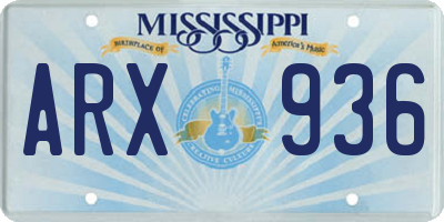 MS license plate ARX936
