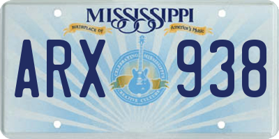 MS license plate ARX938
