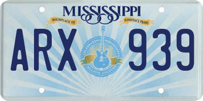 MS license plate ARX939