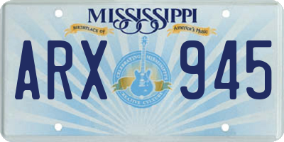 MS license plate ARX945
