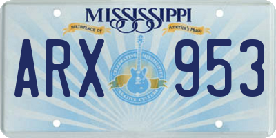 MS license plate ARX953