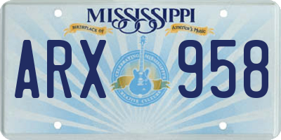 MS license plate ARX958