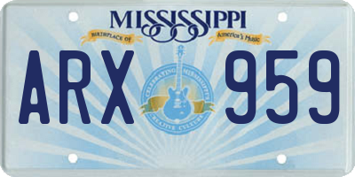 MS license plate ARX959