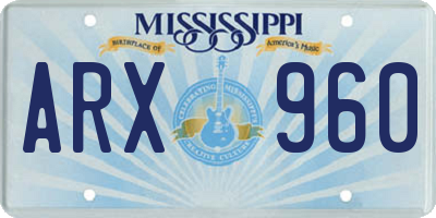 MS license plate ARX960