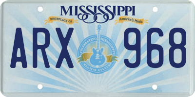 MS license plate ARX968