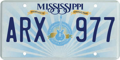 MS license plate ARX977