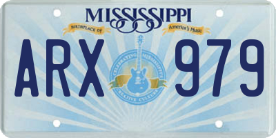 MS license plate ARX979