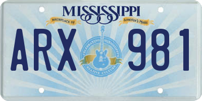 MS license plate ARX981