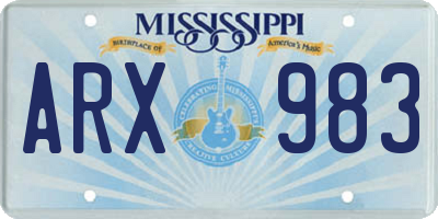 MS license plate ARX983