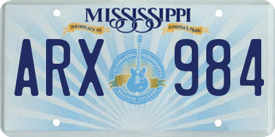 MS license plate ARX984