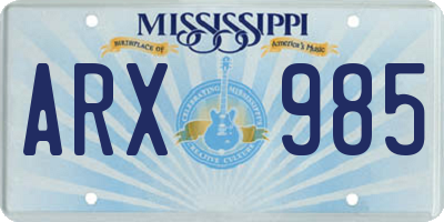 MS license plate ARX985