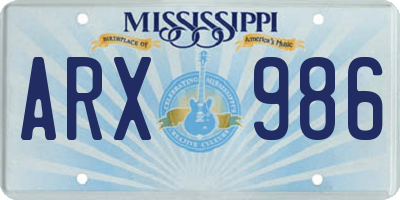 MS license plate ARX986
