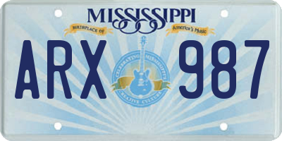 MS license plate ARX987