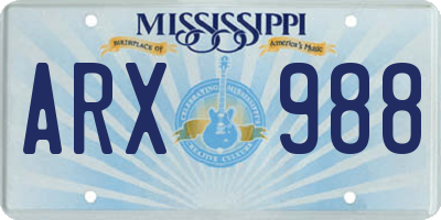 MS license plate ARX988