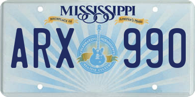 MS license plate ARX990