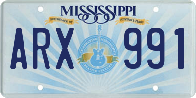 MS license plate ARX991