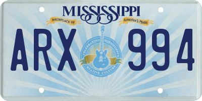MS license plate ARX994