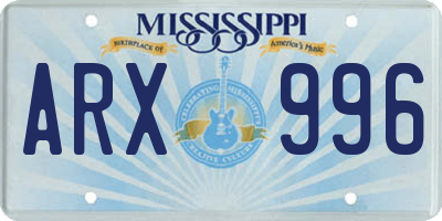 MS license plate ARX996