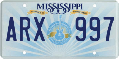 MS license plate ARX997