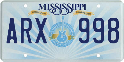 MS license plate ARX998