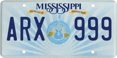 MS license plate ARX999