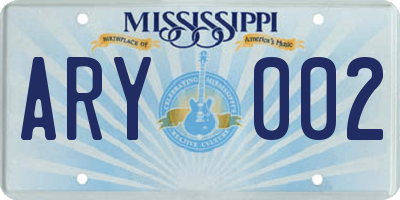 MS license plate ARY002