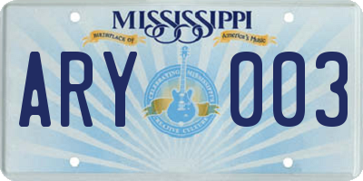 MS license plate ARY003