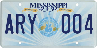 MS license plate ARY004