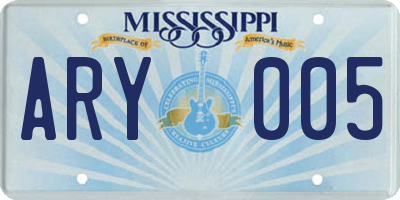 MS license plate ARY005