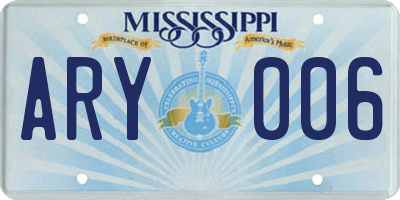 MS license plate ARY006