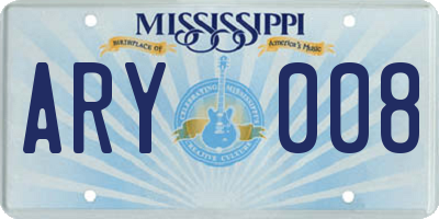 MS license plate ARY008