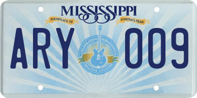 MS license plate ARY009