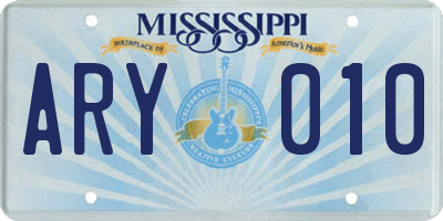 MS license plate ARY010