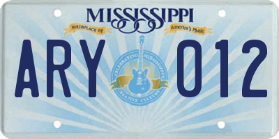 MS license plate ARY012