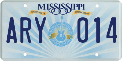 MS license plate ARY014
