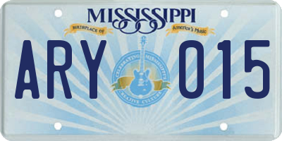 MS license plate ARY015