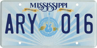 MS license plate ARY016
