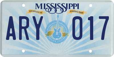 MS license plate ARY017