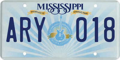MS license plate ARY018